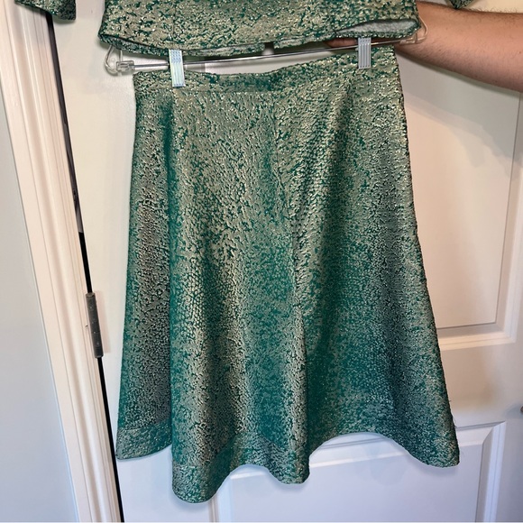 Bigoschi shirt and skirt matching set silver and turquoise pattern - Picture 7 of 8